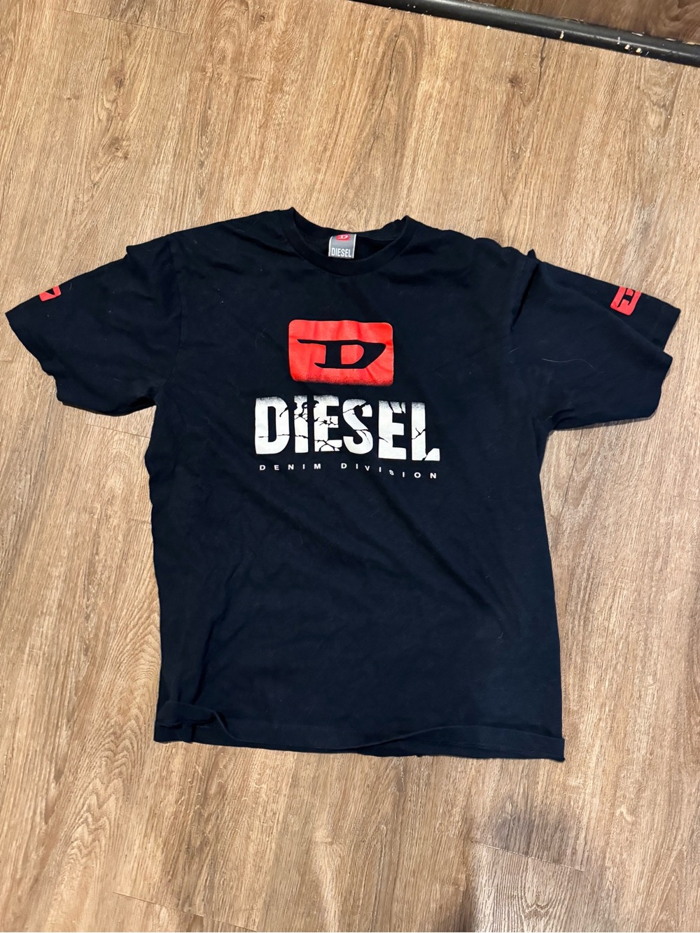 Diesel Black Short Sleeve Tee with Red Logo